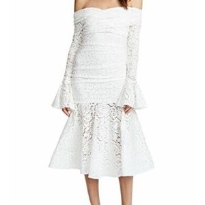 White lace Caroline constas midi dress